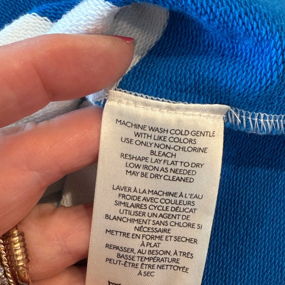 Anthropologie Maeve Blue/White French Terry Sweatshirt Size Medium - Picture 13 of 16
